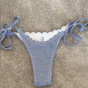 Blue and White Striped Bikini Bottom